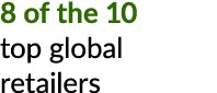 8 of the 10 top global retailers