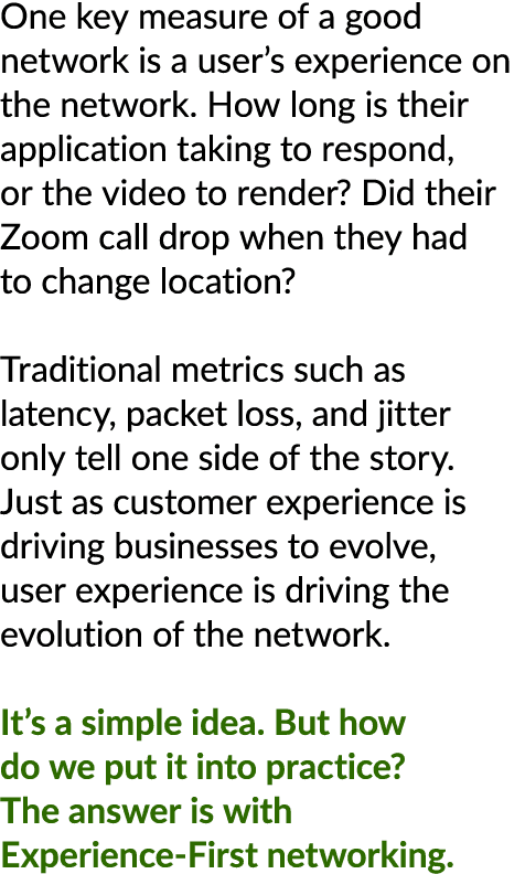 One key measure of a good network is a user’s experience on the network. How long is their application taking to resp...