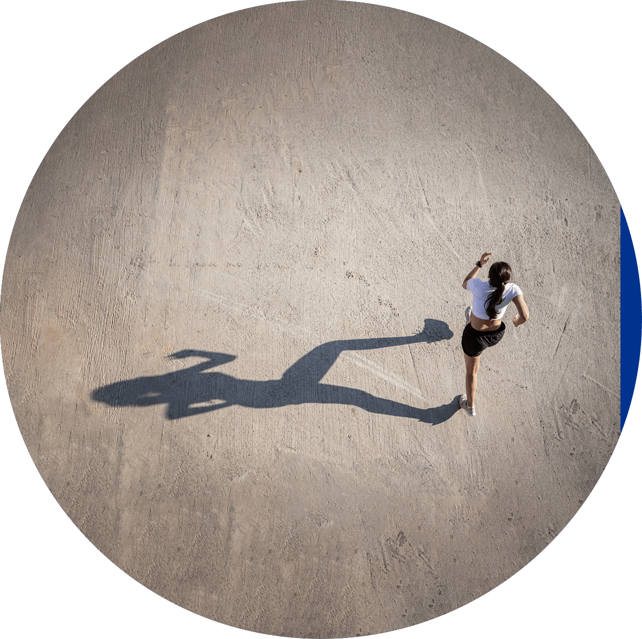 Top view of Asian Woman sprinting and runner working out in the city road