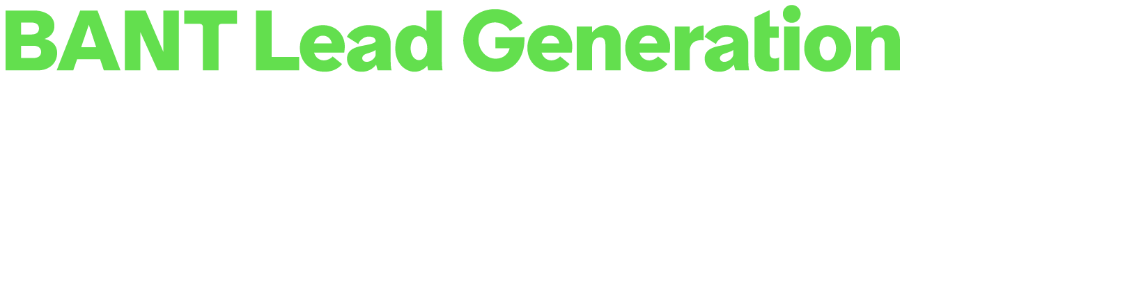 BANT Lead Generation Leads are deeply qualified through multiple interactions and custom questions, identifying prosp...