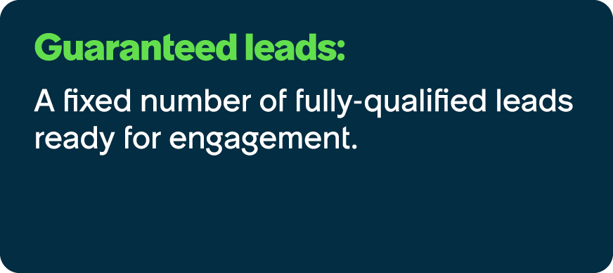 Guaranteed leads: A fixed number of fully qualified leads ready for engagement.