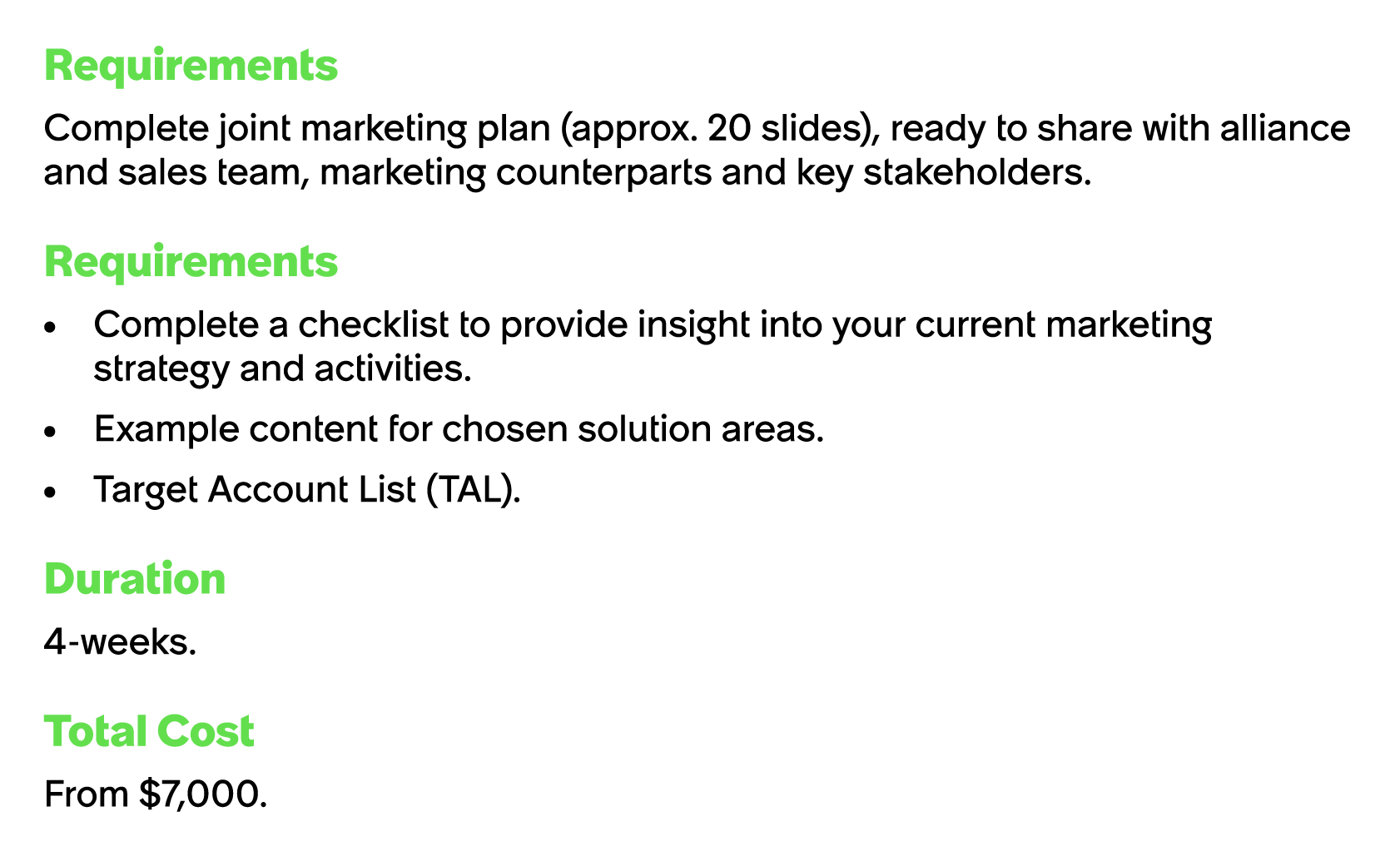 Requirements Complete joint marketing plan (approx. 20 slides), ready to share with alliance and sales team, marketin...