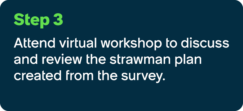 Step 3 Attend virtual workshop to discuss and review the strawman plan created from the survey.