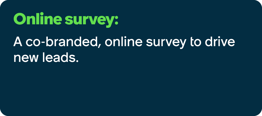 Online survey: A co branded, online survey to drive new leads.