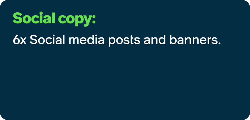 Social copy: 6x Social media posts and banners.