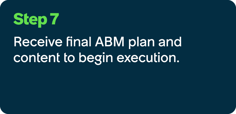Step 7 Receive final ABM plan and content to begin execution.