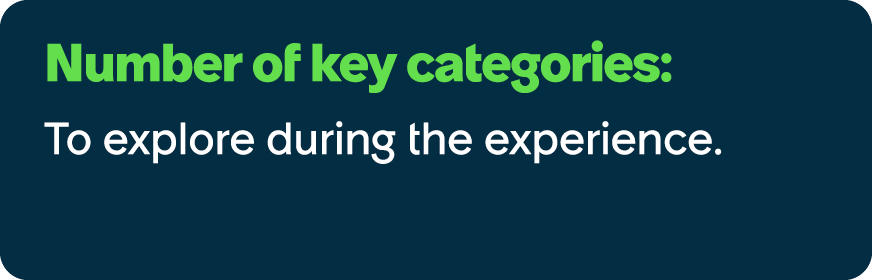 Number of key categories: To explore during the experience.