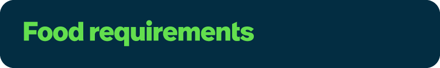 Food requirements