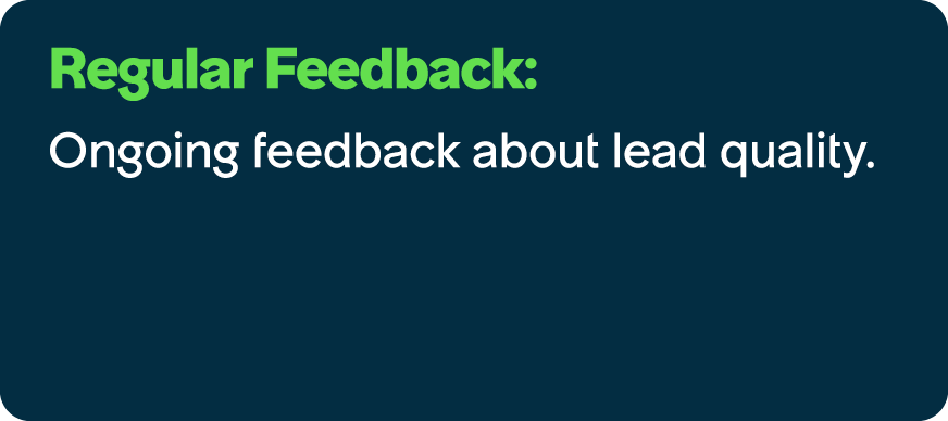 Regular Feedback: Ongoing feedback about lead quality.