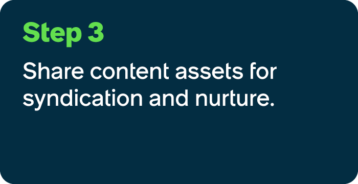 Step 3 Share content assets for syndication and nurture.